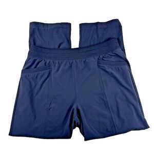 T by Talbots Pull On Lounge Active Pants M Navy Blue Stretch Lined Warm Walking